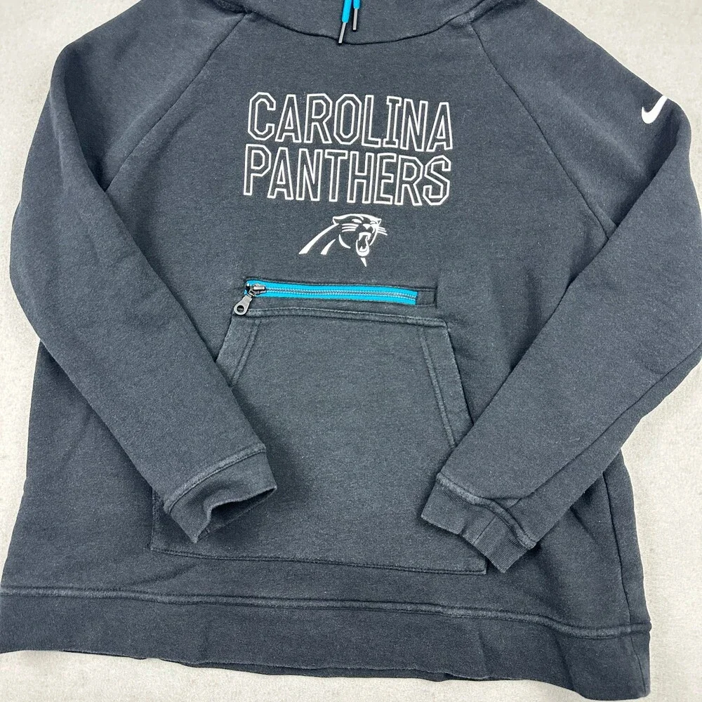 Carolina Panthers Hoodie Women Medium Black Solid Nike Cowl Neck Pullover NFL M